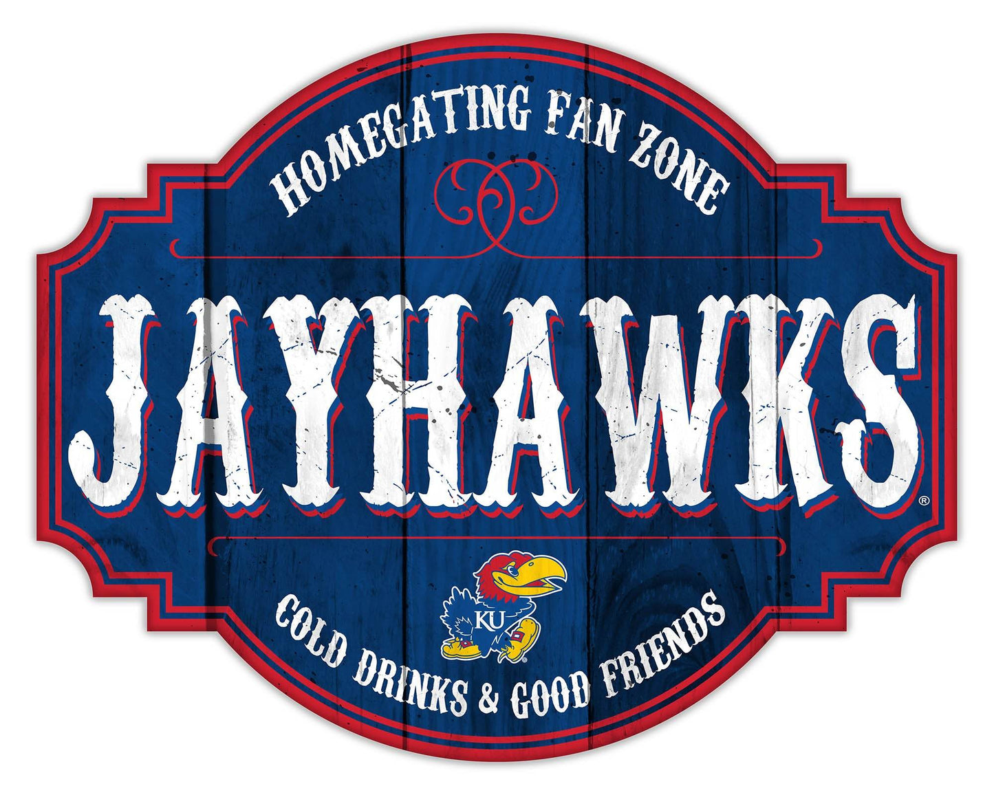 Kansas Jayhawks Wood Sign 12 Inch Homegating Tavern - ToylandEU