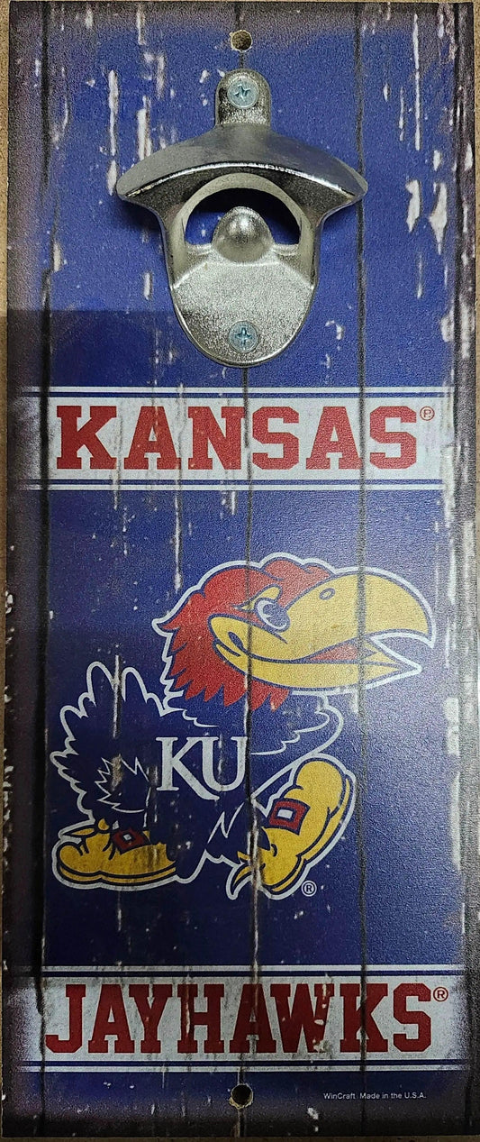  Kansas Jayhawks Wood Sign Bottle Opener 5x11 Alternate -  ToylandEU™