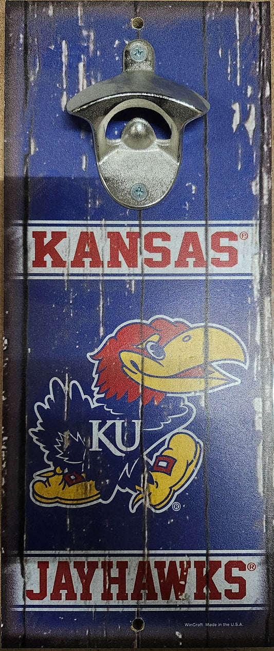 Kansas Jayhawks Wood Sign Bottle Opener 5x11 Alternate - ToylandEU