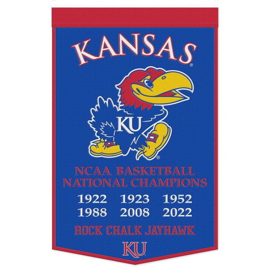 Kansas Jayhawks Wool Banner 24x38 Dynasty Champ Basketball - ToylandEU