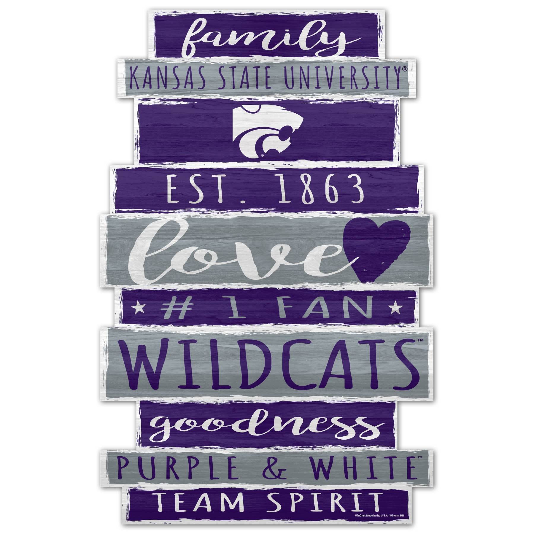 Kansas State Wildcats 11x17 Wood Family Word Sign Decor - ToylandEU