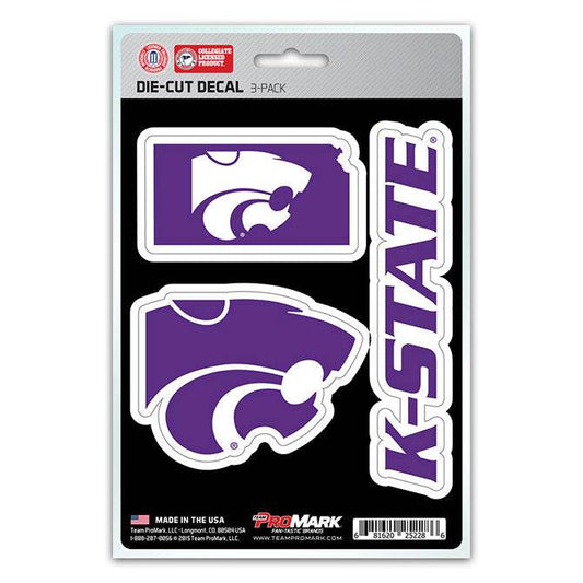 Kansas State Wildcats Die Cut Decals 3 Pack Premium Vinyl - ToylandEU