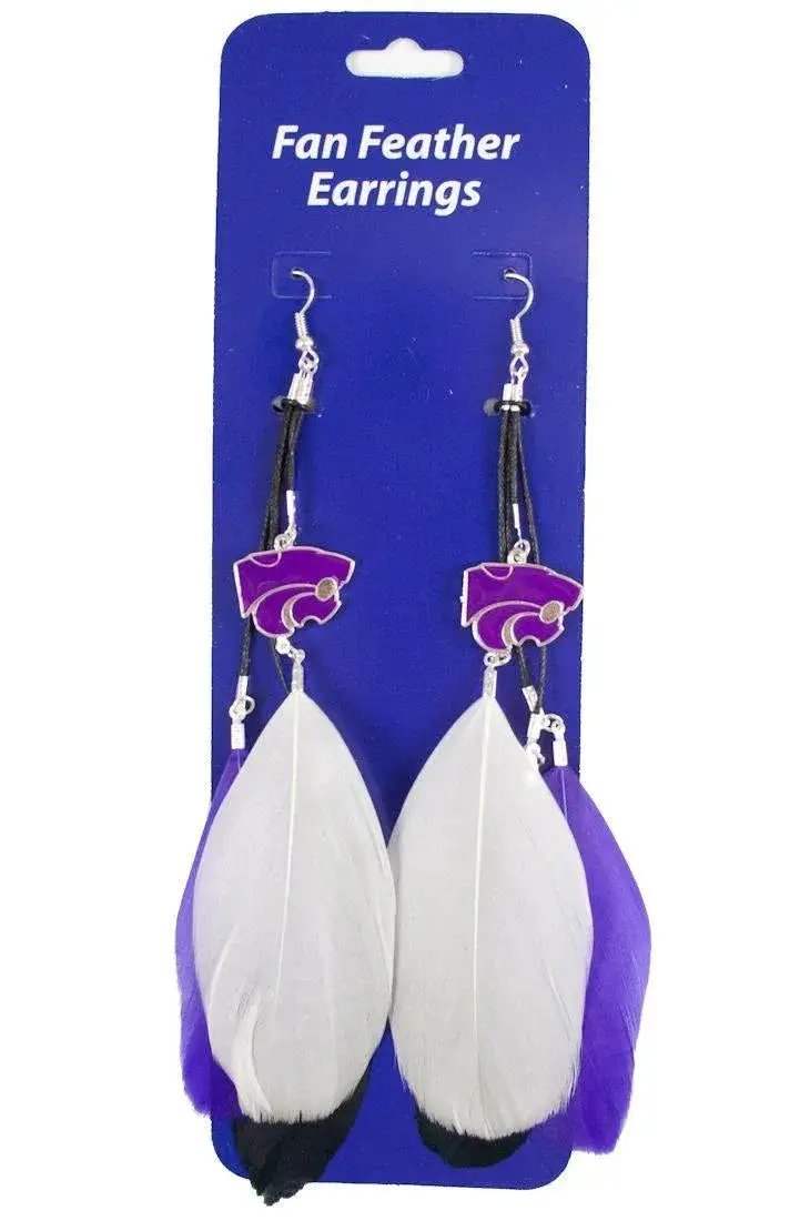 Kansas State Wildcats Team Color Feather Earrings CO - ToylandEU