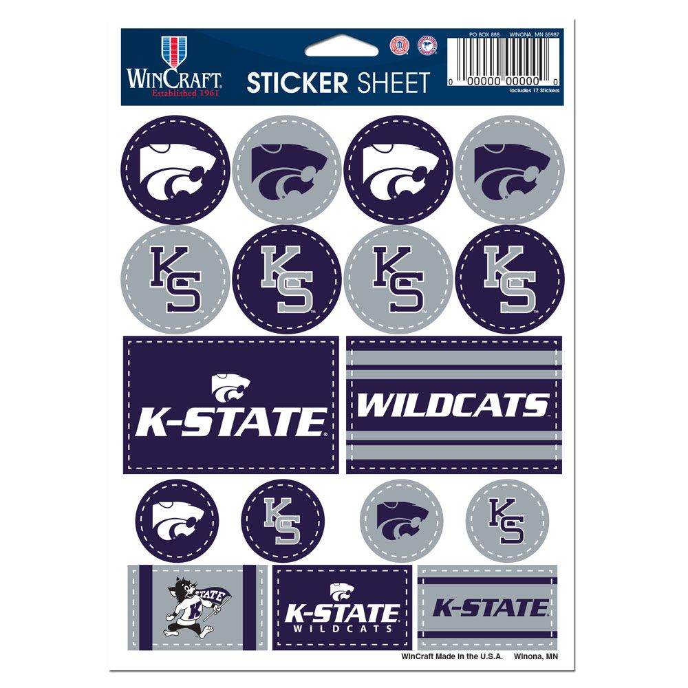 Kansas State Wildcats Vinyl Decal Sheet 5x7 Sticker Pack - ToylandEU
