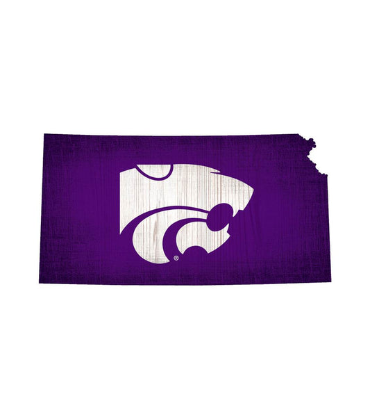 Kansas State Wildcats Wood Sign 12 Inch State Shape - ToylandEU