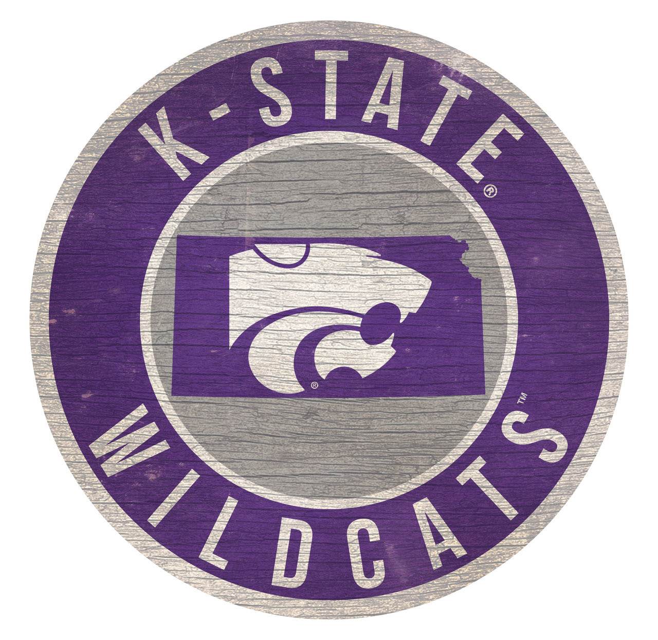 Kansas State Wildcats Wood Sign Round 12 Inch State Design - ToylandEU