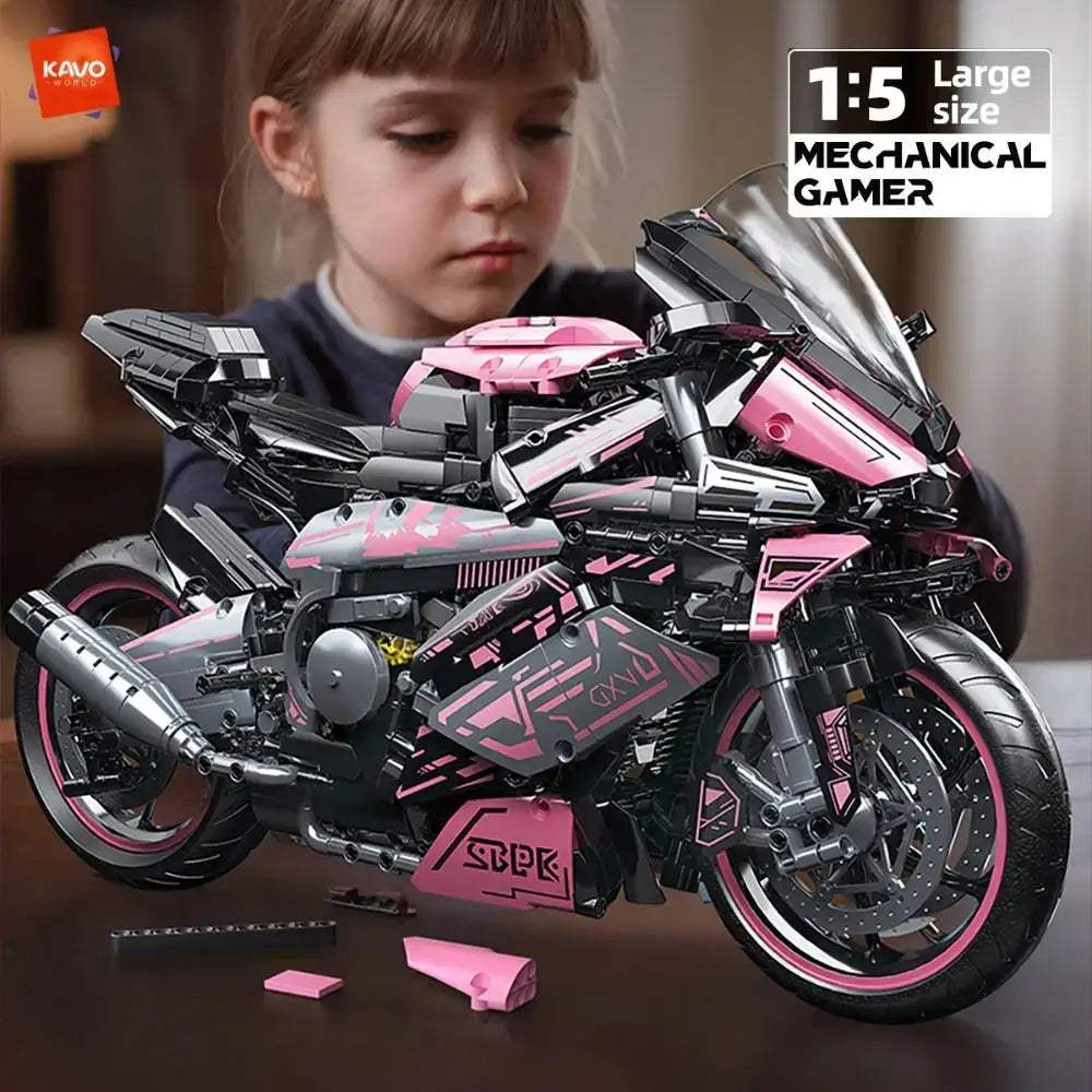  Kavoworld 1to5 Scale Pink Cyberpunk Motorbike MOC Set -  ToylandEU™
