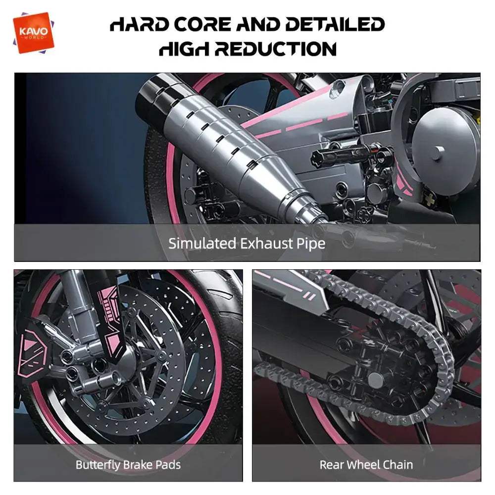 Kavoworld 1to5 Scale Pink Cyberpunk Motorbike MOC Set -  ToylandEU™
