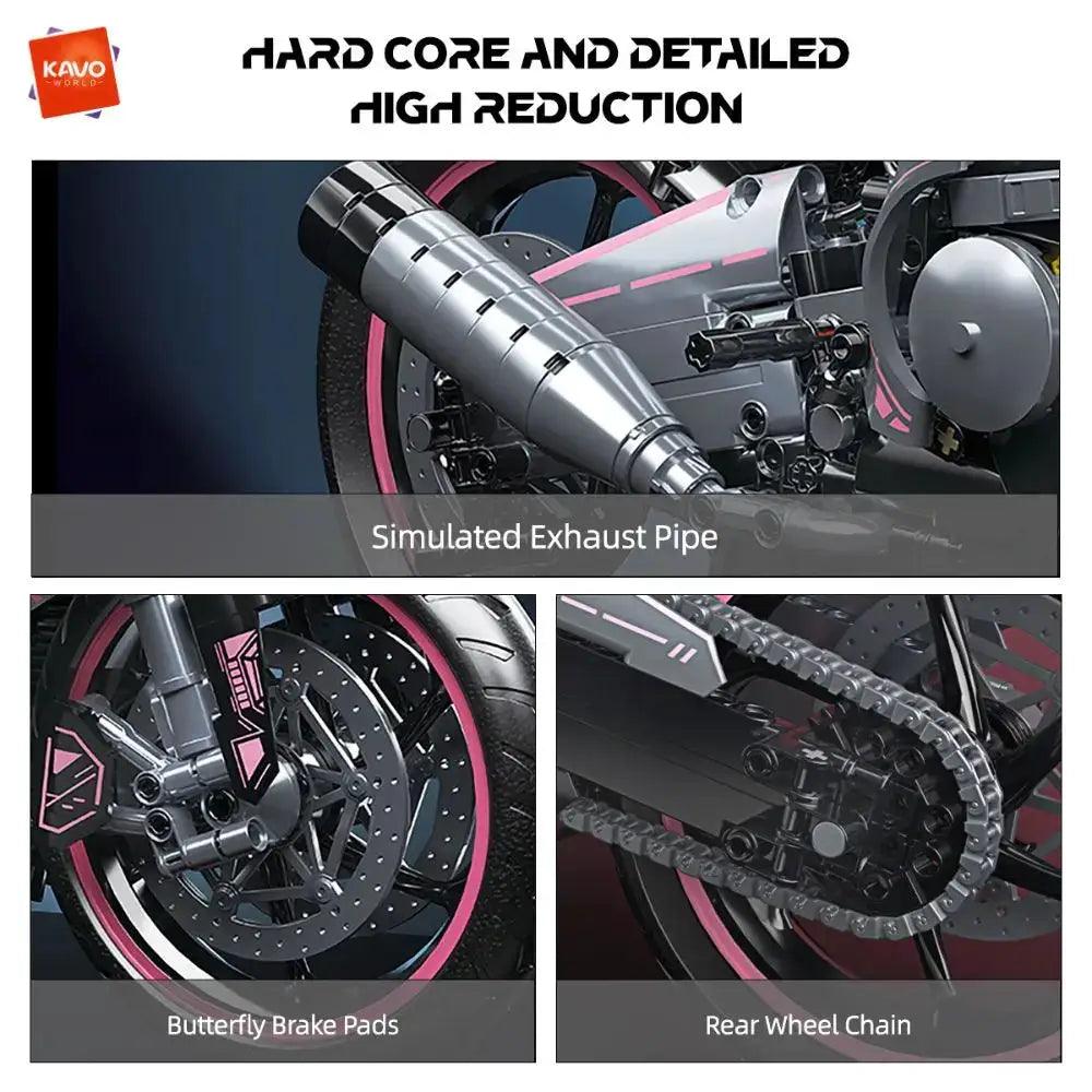  Kavoworld 1to5 Scale Pink Cyberpunk Motorbike MOC Set -  ToylandEU™
