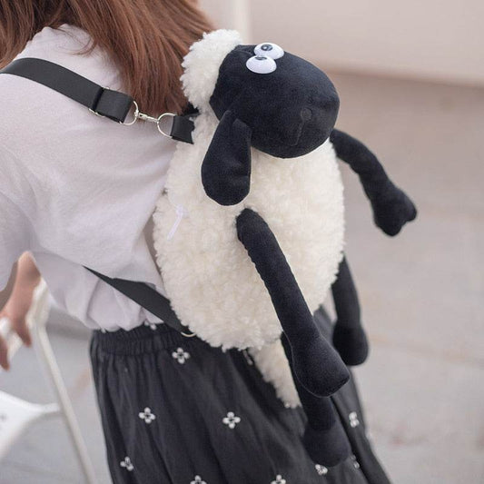 Kawaii Black Lamb Plush Backpack - Cute, Spacious & Perfect for Everyone - ToylandEU