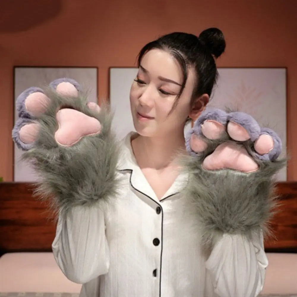 Kawaii Cartoon Cosplay Costume Gloves Plush Cat Paw Fursuit For Furry Fans - ToylandEU