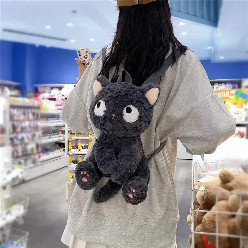 Kawaii Cat Plush Backpack With Cute Black Kitty Design - ToylandEU
