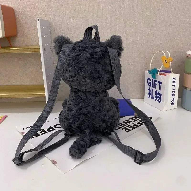 Kawaii Cat Plush Backpack With Cute Black Kitty Design - ToylandEU