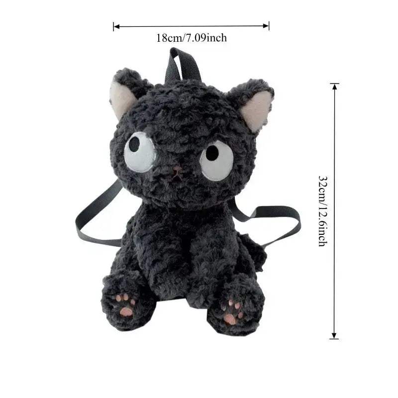 Kawaii Cat Plush Backpack With Cute Black Kitty Design - ToylandEU