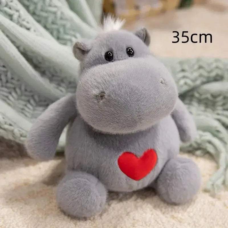 Kawaii Hippo And Ant Plush Doll With Heart Pillow Gift - ToylandEU