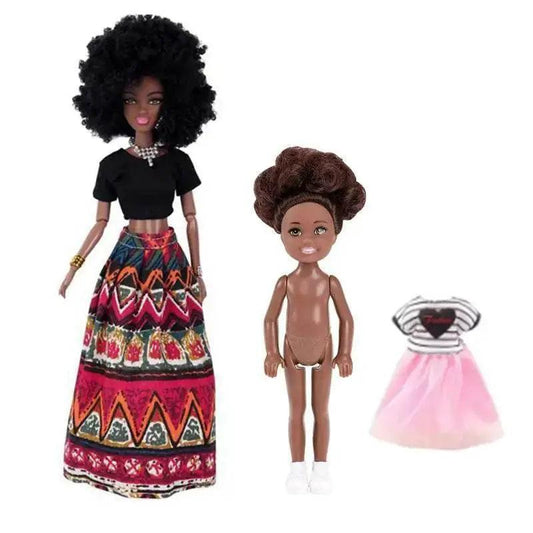  Kawaii Items African Girls Black Doll 30cm Mother 14cm Daughter Body With Clothes For Kids DIY Game Best Birthday Present -  ToylandEU™