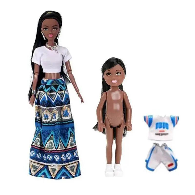  Kawaii Items African Girls Black Doll 30cm Mother 14cm Daughter Body With Clothes For Kids DIY Game Best Birthday Present -  ToylandEU™
