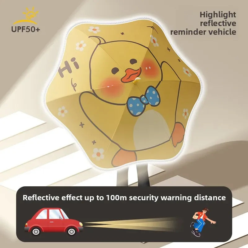 Kawaii Kids Safety Umbrella With Reflective Rain Sun Protection - ToylandEU