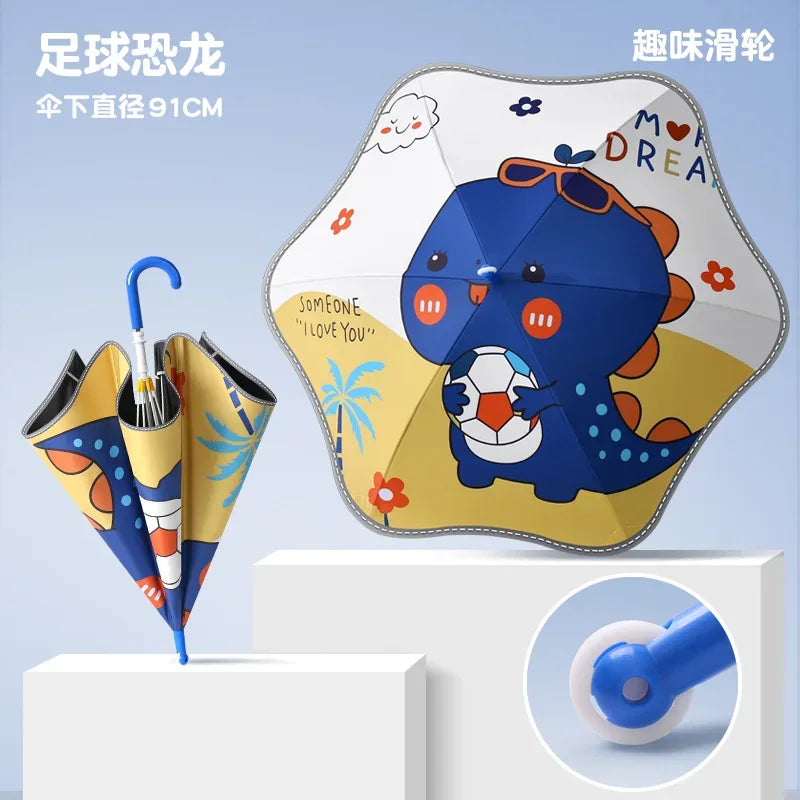 Kawaii Kids Safety Umbrella With Reflective Rain Sun Protection - ToylandEU