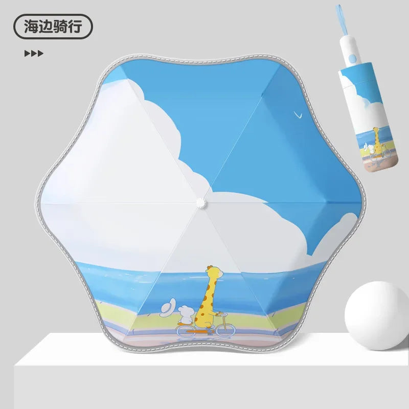 Kawaii Kids Safety Umbrella With Reflective Rain Sun Protection - ToylandEU