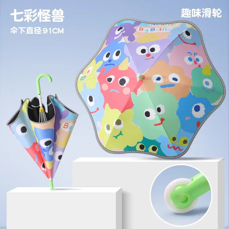 Kawaii Kids Safety Umbrella With Reflective Rain Sun Protection - ToylandEU