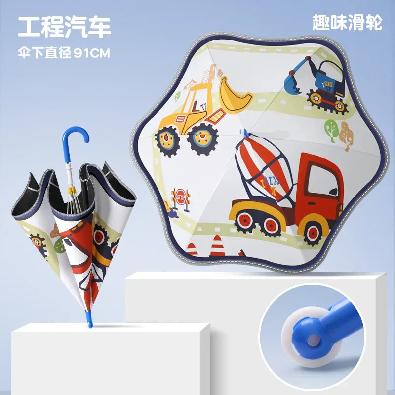 Kawaii Kids Safety Umbrella With Reflective Rain Sun Protection - ToylandEU