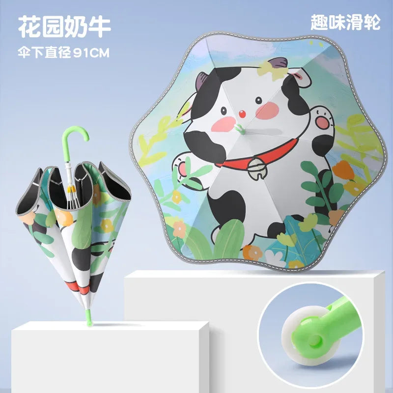 Kawaii Kids Safety Umbrella With Reflective Rain Sun Protection - ToylandEU