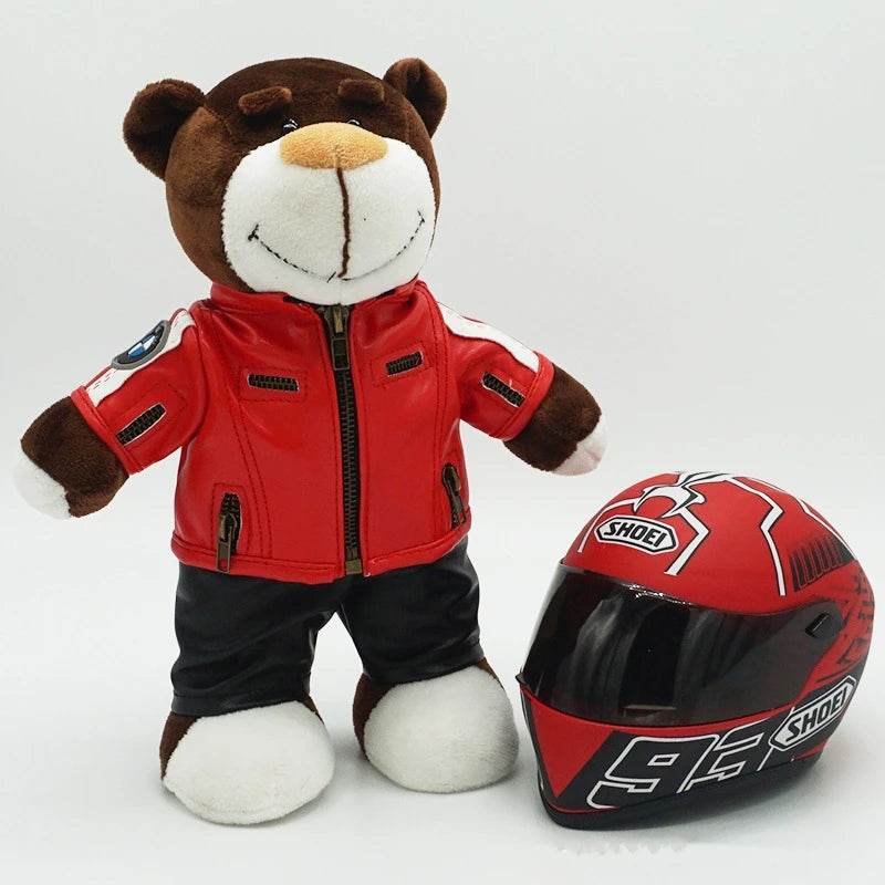 Kawaii Motorcycle Decor: 16cm Helmet & 30cm Teddy Bear Plush Set - ToylandEU