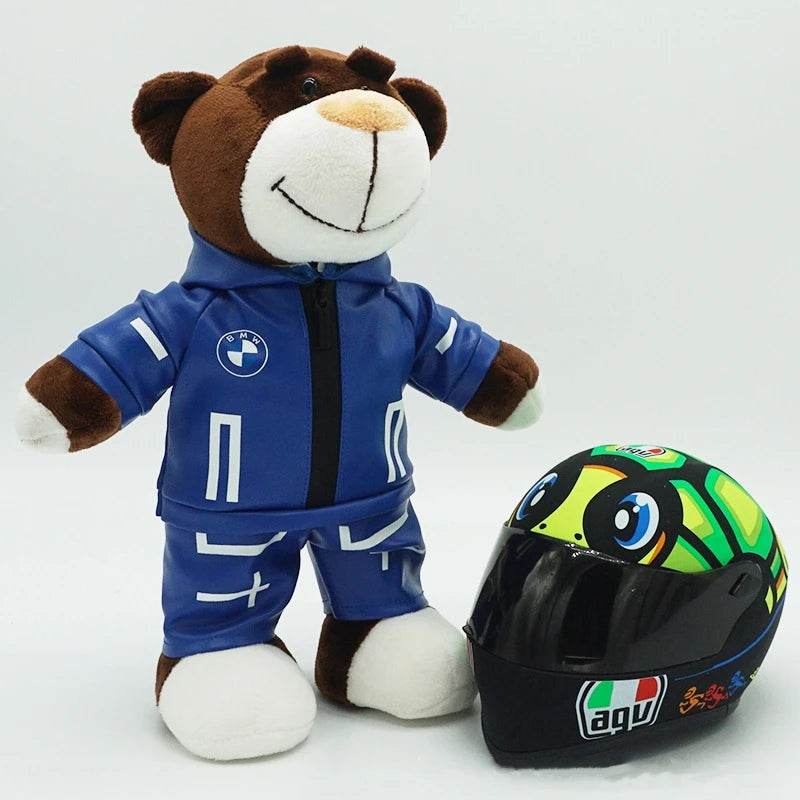 Kawaii Motorcycle Decor: 16cm Helmet & 30cm Teddy Bear Plush Set - ToylandEU
