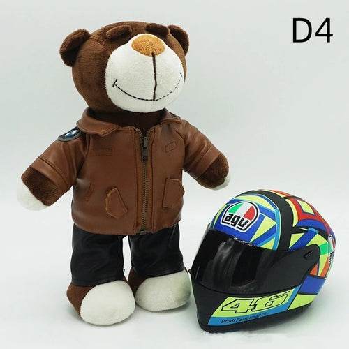 Kawaii Motorcycle Decor: 16cm Helmet & 30cm Teddy Bear Plush Set - ToylandEU