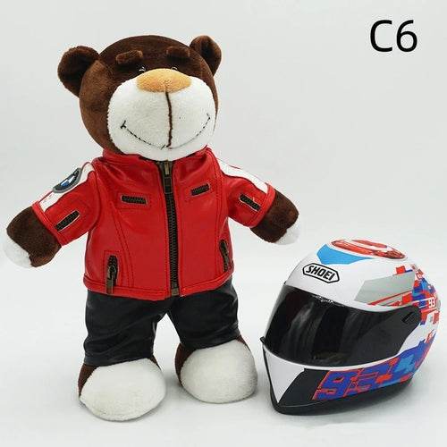 Kawaii Motorcycle Decor: 16cm Helmet & 30cm Teddy Bear Plush Set - ToylandEU