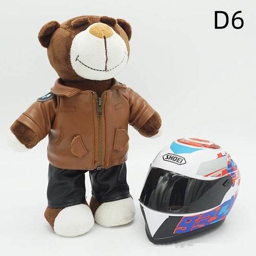 Kawaii Motorcycle Decor: 16cm Helmet & 30cm Teddy Bear Plush Set - ToylandEU