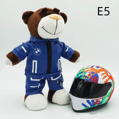 Kawaii Motorcycle Decor: 16cm Helmet & 30cm Teddy Bear Plush Set - ToylandEU