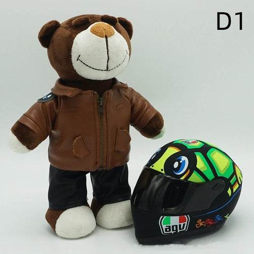 Kawaii Motorcycle Decor: 16cm Helmet & 30cm Teddy Bear Plush Set - ToylandEU
