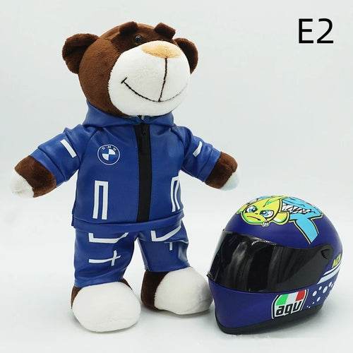 Kawaii Motorcycle Decor: 16cm Helmet & 30cm Teddy Bear Plush Set - ToylandEU