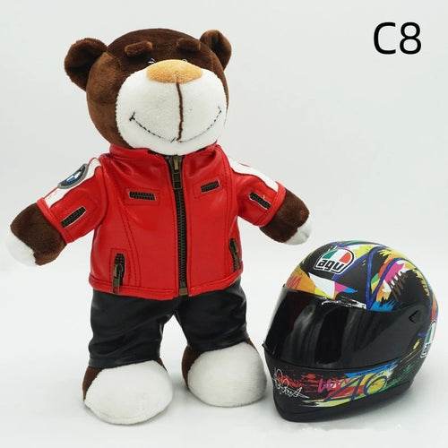 Kawaii Motorcycle Decor: 16cm Helmet & 30cm Teddy Bear Plush Set - ToylandEU