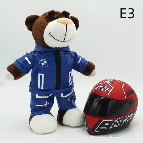 Kawaii Motorcycle Decor: 16cm Helmet & 30cm Teddy Bear Plush Set - ToylandEU