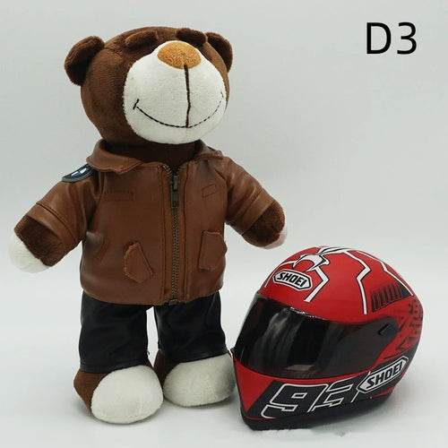 Kawaii Motorcycle Decor: 16cm Helmet & 30cm Teddy Bear Plush Set - ToylandEU