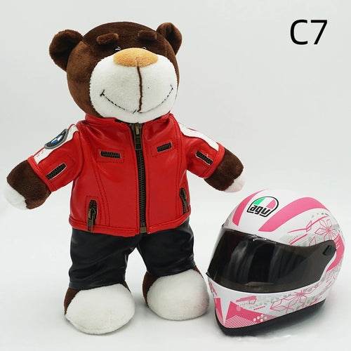 Kawaii Motorcycle Decor: 16cm Helmet & 30cm Teddy Bear Plush Set - ToylandEU