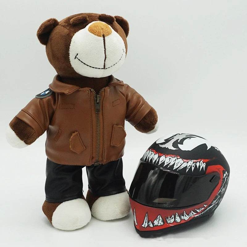 Kawaii Motorcycle Decor: 16cm Helmet & 30cm Teddy Bear Plush Set - ToylandEU