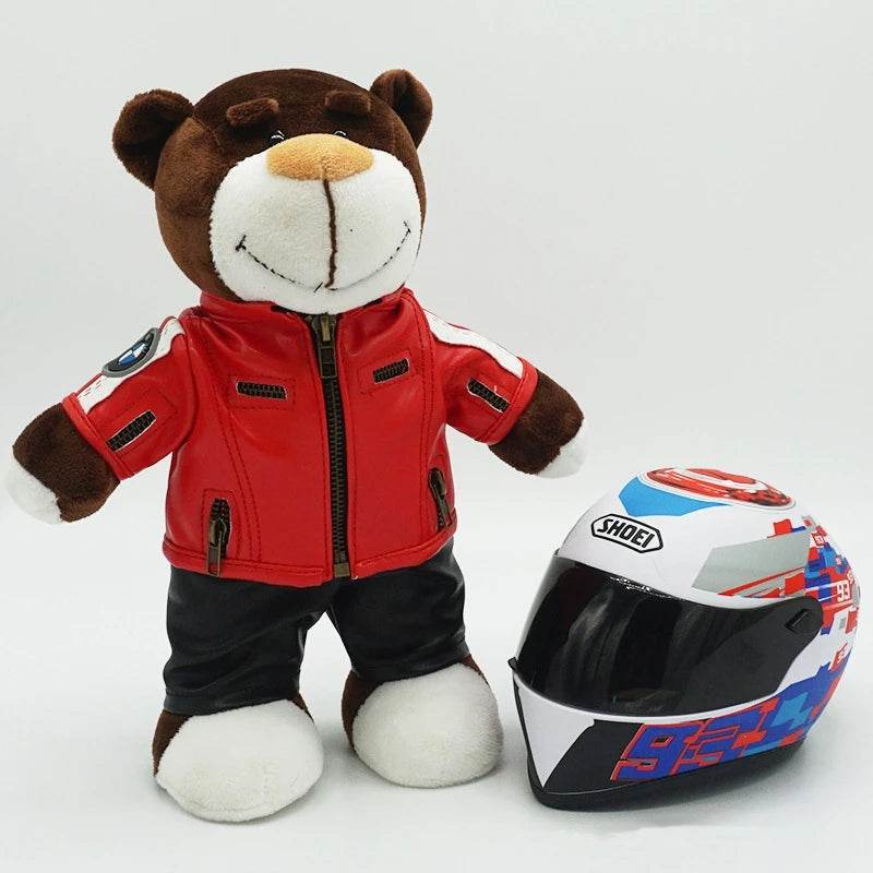 Kawaii Motorcycle Decor: 16cm Helmet & 30cm Teddy Bear Plush Set - ToylandEU