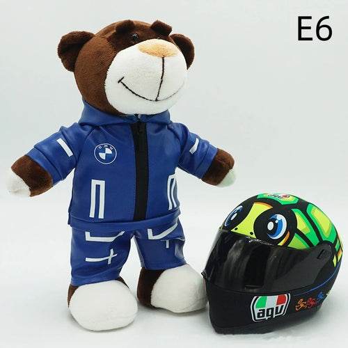 Kawaii Motorcycle Decor: 16cm Helmet & 30cm Teddy Bear Plush Set - ToylandEU