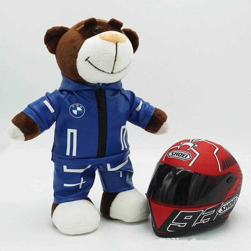 Kawaii Motorcycle Decor: 16cm Helmet & 30cm Teddy Bear Plush Set - ToylandEU