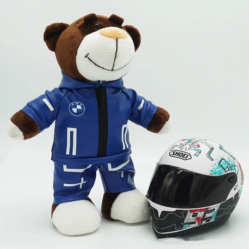 Kawaii Motorcycle Decor: 16cm Helmet & 30cm Teddy Bear Plush Set - ToylandEU