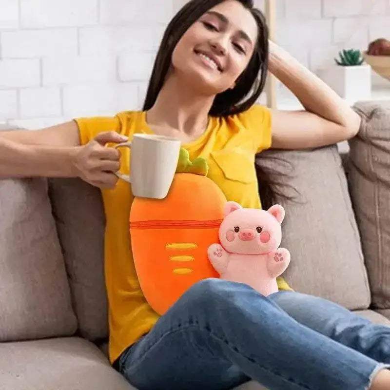  Kawaii Reversible Bunny Plush Pillow – Soft Strawberry & Pig Companion -  ToylandEU™