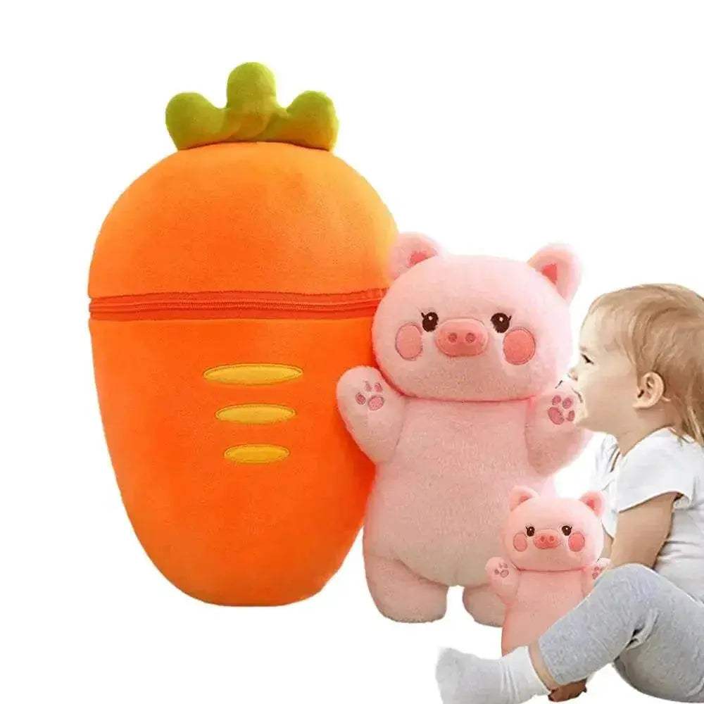  Kawaii Reversible Bunny Plush Pillow – Soft Strawberry & Pig Companion -  ToylandEU™