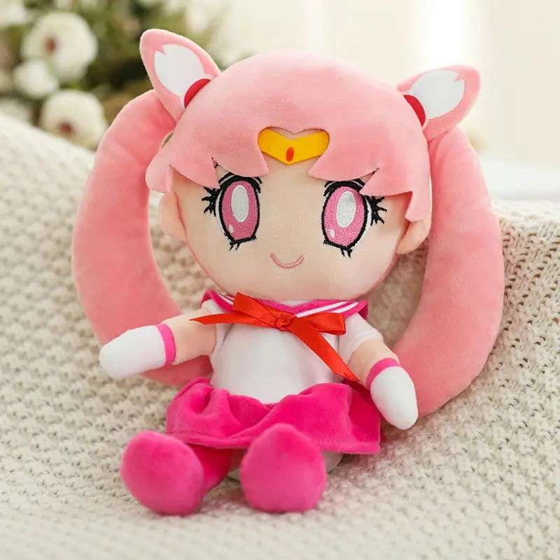  Kawaii Sailor Moon Plush Toy, Moon Cat Moon Hare Cute Girl Heart Filled Anime Doll Bedroom Decoration 25CM 