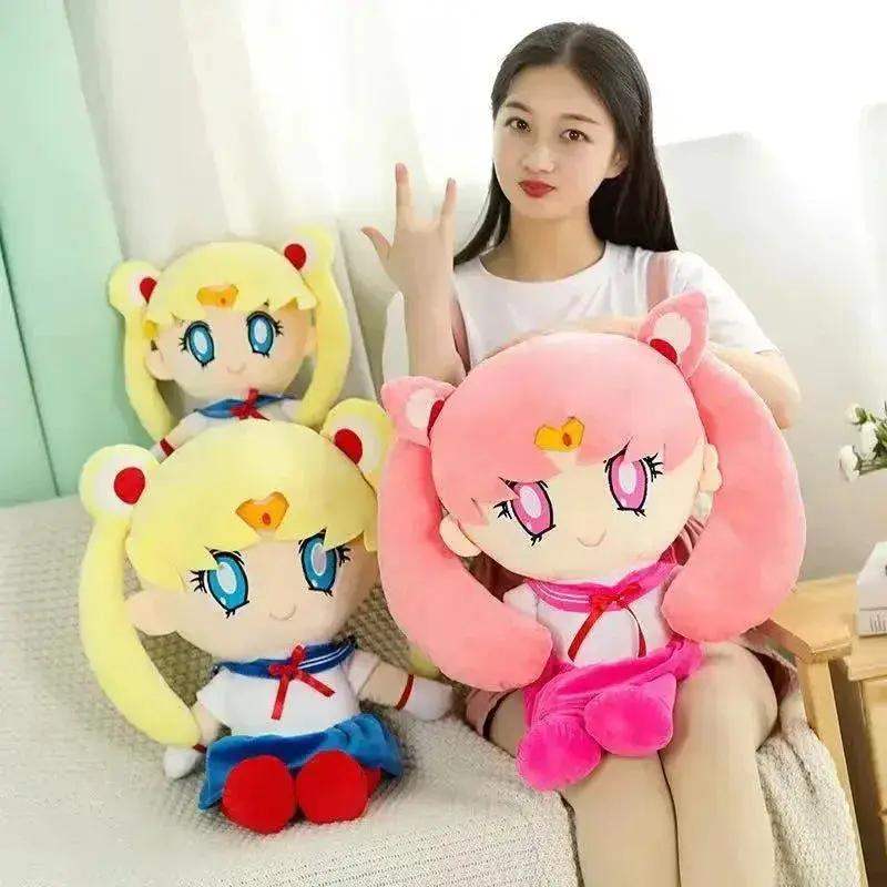Kawaii Sailor Moon Plush Toy, Moon Cat Moon Hare Cute Girl Heart Filled Anime Doll Bedroom Decoration 25CM - ToylandEU