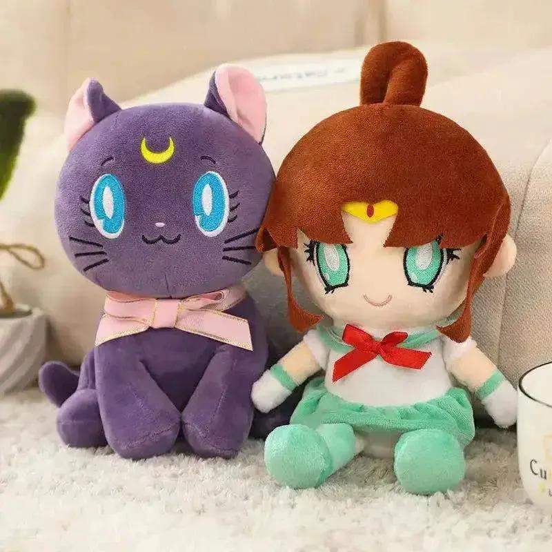 Kawaii Sailor Moon Plush Toy, Moon Cat Moon Hare Cute Girl Heart Filled Anime Doll Bedroom Decoration 25CM - ToylandEU