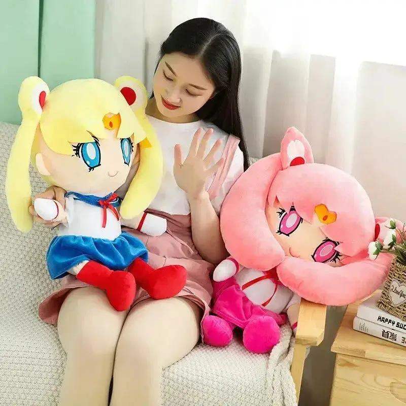 Kawaii Sailor Moon Plush Toy, Moon Cat Moon Hare Cute Girl Heart Filled Anime Doll Bedroom Decoration 25CM - ToylandEU